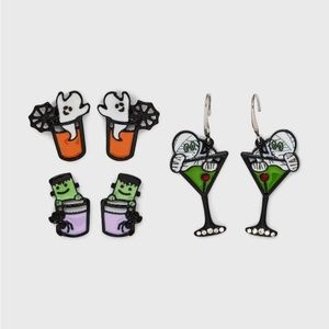 Sugarfix by BaubleBar "Spooky Spirits"
Stud Ghost Monster Mummy Drinks Earrings